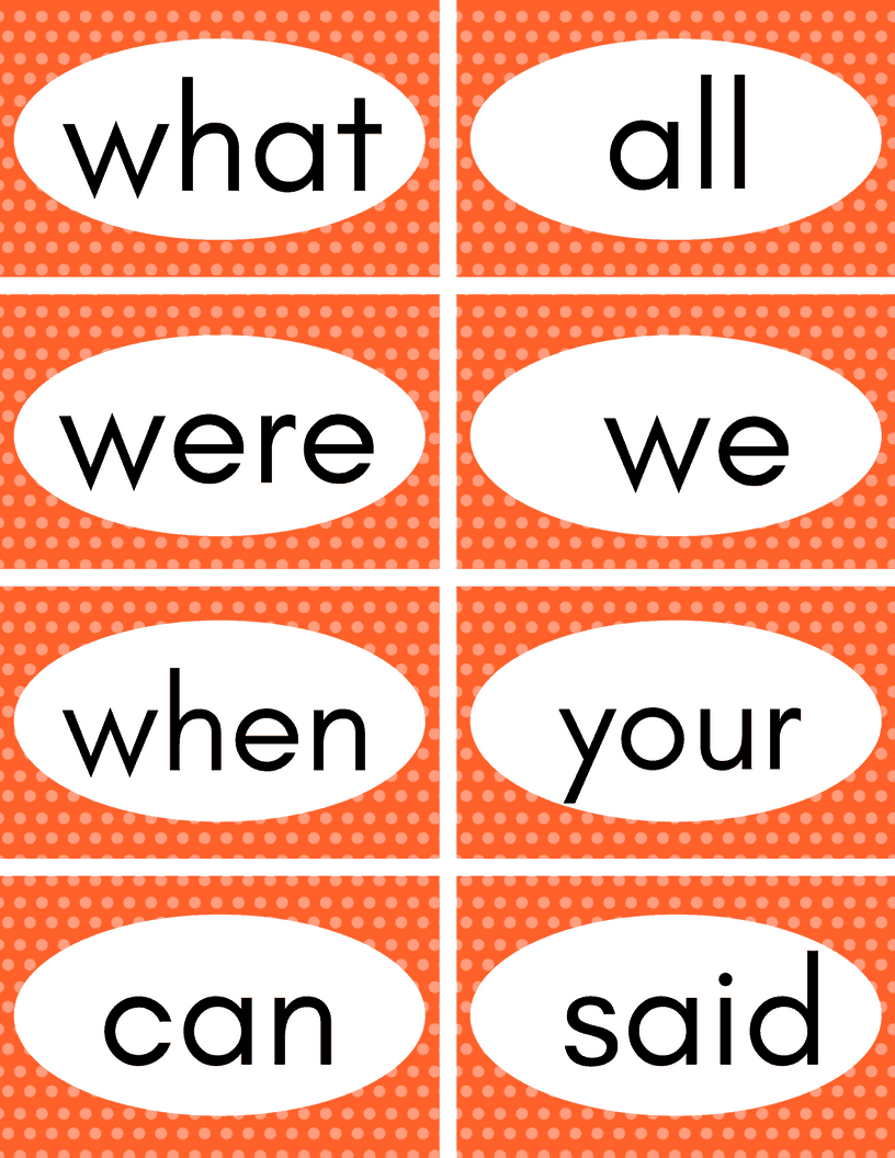 Sight Words For Four Year Olds
